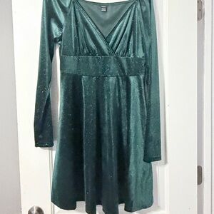SHEIN Green Glitter Mini Dress